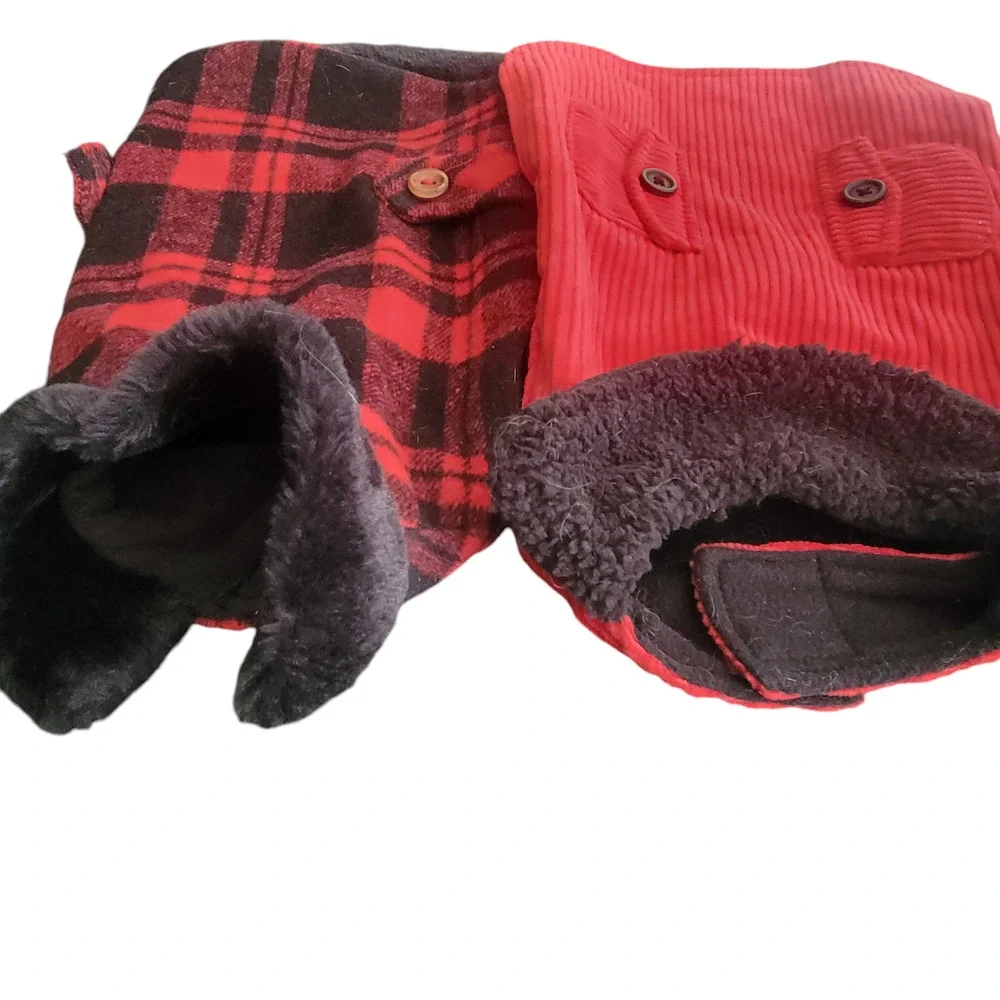 2 Dog Warm Fall Winter‎ Coats or Sweaters Plaid and Corduroy Size Medium